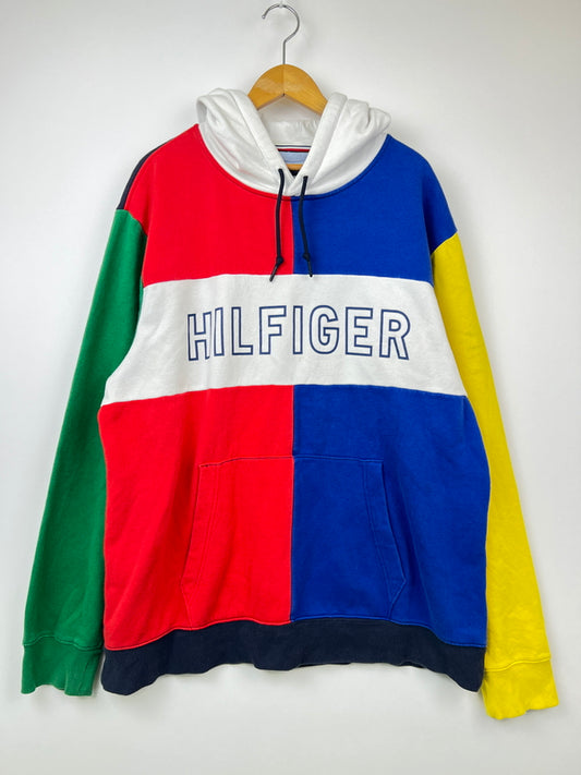【中古品】【メンズ】 TOMMY HILFIGER トミーヒルフィガー COLORBLOCKED POPOVER HOODIE カラーブロックド ポップオーバーフーディー トップス パーカー 178-260620-kk-21-hon サイズ：XXL カラー：マルチカラー 万代Net店