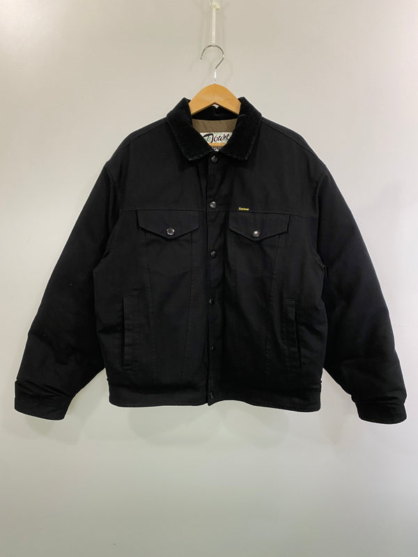【中古品】【メンズ】 SUPREME シュプリーム × SCHOTT ショット DOWN TRUCKER JACKET ダウントラッカージャケット アウター 149-260602-yn-04-min サイズ：M カラー：ブラック 万代Net店