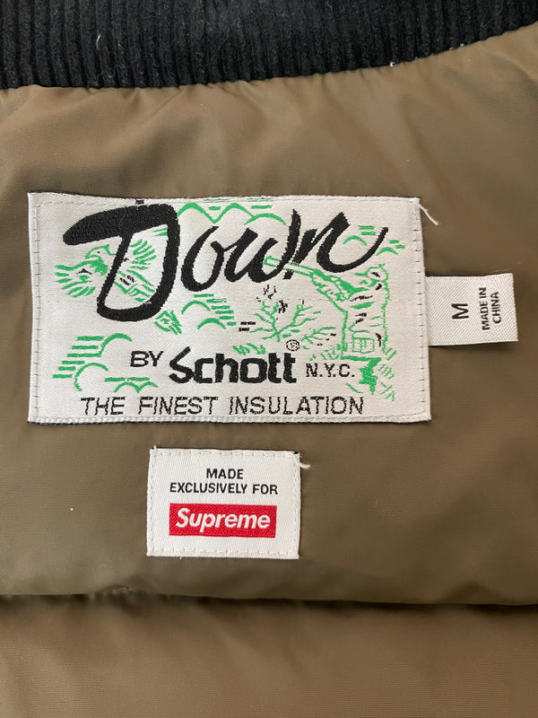 【中古品】【メンズ】 SUPREME シュプリーム × SCHOTT ショット DOWN TRUCKER JACKET ダウントラッカージャケット アウター 149-260602-yn-04-min サイズ：M カラー：ブラック 万代Net店