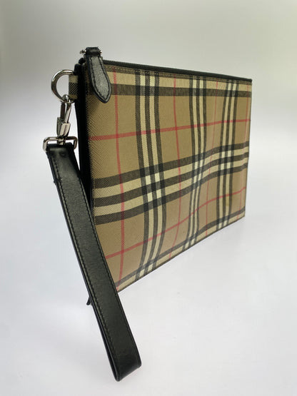【現状渡し品】【メンズ/レディース】 BURBERRY バーバリー CANVAS CLUTCH BAG キャンバス クラッチバッグ セカンドバッグ カバン 180-260603-em-32-min カラー：ベージュ系 万代Net店