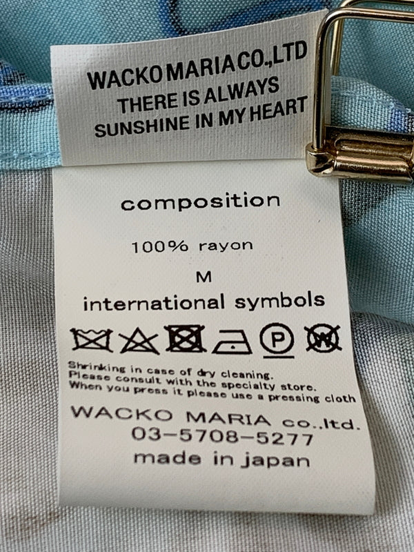 【中古品】【メンズ】 WACKO MARIA ワコマリア 22SS HAWAIIAN SS SHIRT ハワイアンシャツ ショートスリーブ 半袖 142-260531-AS-14-min サイズ：Mホワイト カラー：ミントブルー 万代Net店