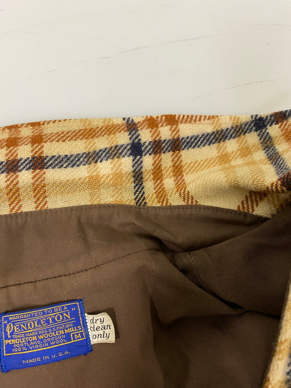 【中古品】【メンズ】 PENDLETON ペンドルトン 70S WOOL JACKET ７０年代 ウール ジャケット メンズ アウター ヴィンテージ 144-260615-em-06-min サイズ：M カラー：ベージュ系 万代Net店