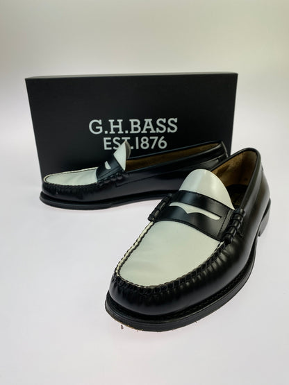 【中古品】【メンズ】 G.H.BASS & CO. ジーエイチバス WEEJUNS LARSON コインローファー 靴 シューズ 164-260531-AS-73-min サイズ：US10 カラー：ブラック/ホワイト 万代Net店