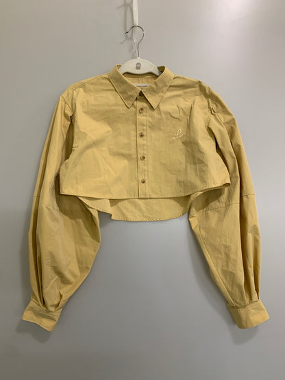 【中古品】【レディース】 LEINWANDE ラインヴァンド COTTON CROPPED SHIRTS 0224010402 コットン クロップド シャツ レディース トップス 170-260612-em-34-min サイズ：F カラー：マスタード 万代Net店