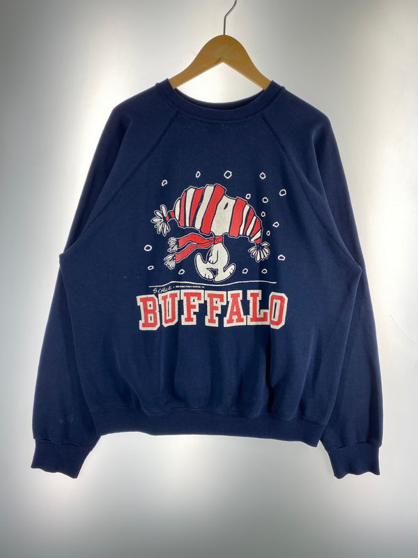 【中古品】【メンズ】 ARTEX アーテックス 80S SNOOPY BUFFALO SWEATSHIRT 80年代 スヌーピー バッファロー スウェットシャツ メンズ 長袖 トップス 146-260612-em-23-min サイズ：XL カラー：ネイビー 万代Net店