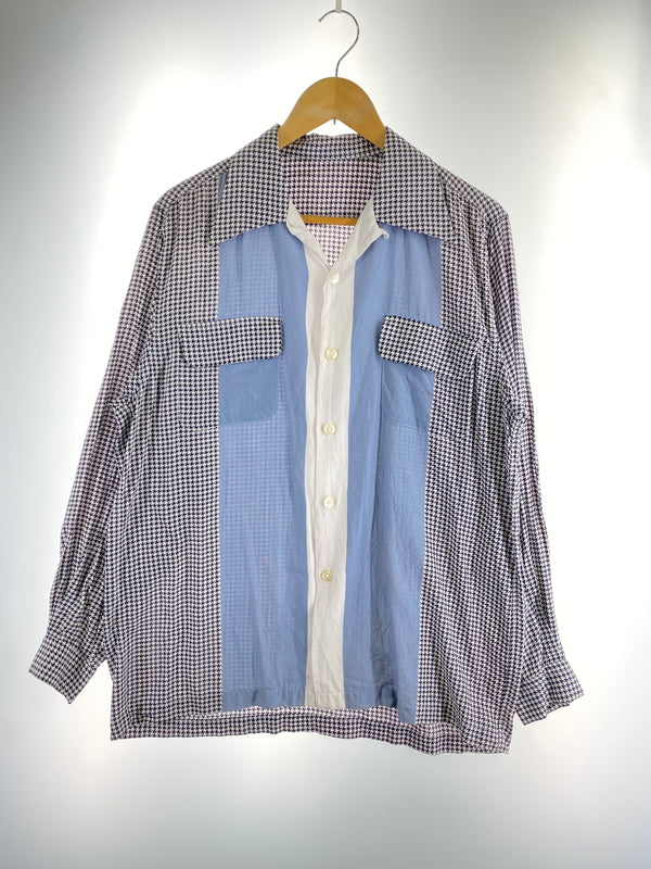 【中古品】【メンズ】 USED RAYON SHIRT レーヨンシャツ ロングスリーブ 長袖シャツ 146-260604-AS-21-min サイズ：下記参照 カラー：ブルー/ホワイト/千鳥 万代Net店