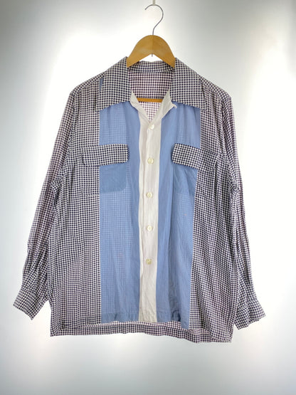 【中古品】【メンズ】 USED RAYON SHIRT レーヨンシャツ ロングスリーブ 長袖シャツ 146-260604-AS-21-min サイズ：下記参照 カラー：ブルー/ホワイト/千鳥 万代Net店