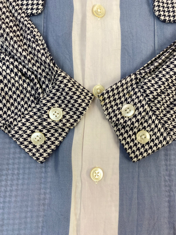 【中古品】【メンズ】 USED RAYON SHIRT レーヨンシャツ ロングスリーブ 長袖シャツ 146-260604-AS-21-min サイズ：下記参照 カラー：ブルー/ホワイト/千鳥 万代Net店