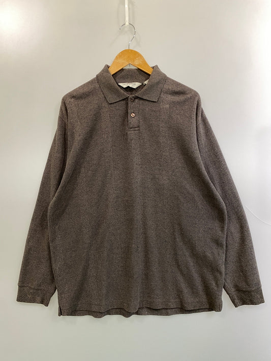 【中古品】【メンズ】 KNIGHTSBRIDGE ナイツブリッジ LS KNIT POLO 長袖 ニット ポロ メンズ ポロシャツ トップス 146-260717-em-44-min サイズ：Ｌ カラー：チャコール 万代Net店