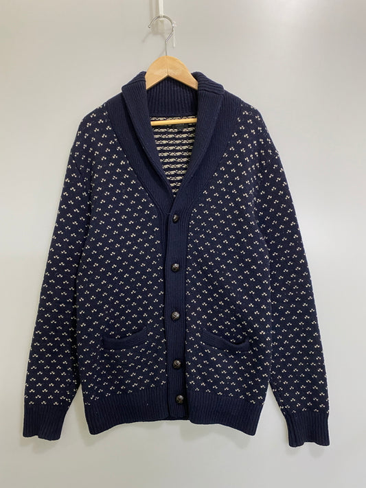 【中古品】【メンズ】 J.CREW ジェイクルー BIRDS EYE CARDIGAN バーズアイ カーディガン メンズ アウター ドット柄 ニットウエア 146-260615-em-07-min サイズ：L カラー：ネイビー 万代Net店