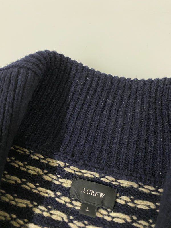 【中古品】【メンズ】 J.CREW ジェイクルー BIRDS EYE CARDIGAN バーズアイ カーディガン メンズ アウター ドット柄 ニットウエア 146-260615-em-07-min サイズ：L カラー：ネイビー 万代Net店