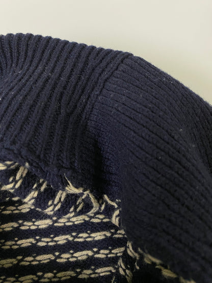 【中古品】【メンズ】 J.CREW ジェイクルー BIRDS EYE CARDIGAN バーズアイ カーディガン メンズ アウター ドット柄 ニットウエア 146-260615-em-07-min サイズ：L カラー：ネイビー 万代Net店