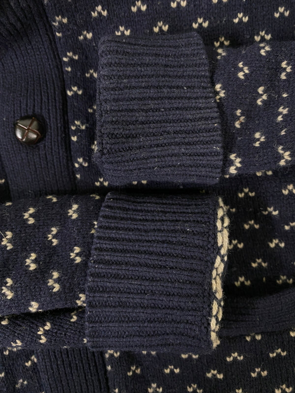 【中古品】【メンズ】 J.CREW ジェイクルー BIRDS EYE CARDIGAN バーズアイ カーディガン メンズ アウター ドット柄 ニットウエア 146-260615-em-07-min サイズ：L カラー：ネイビー 万代Net店