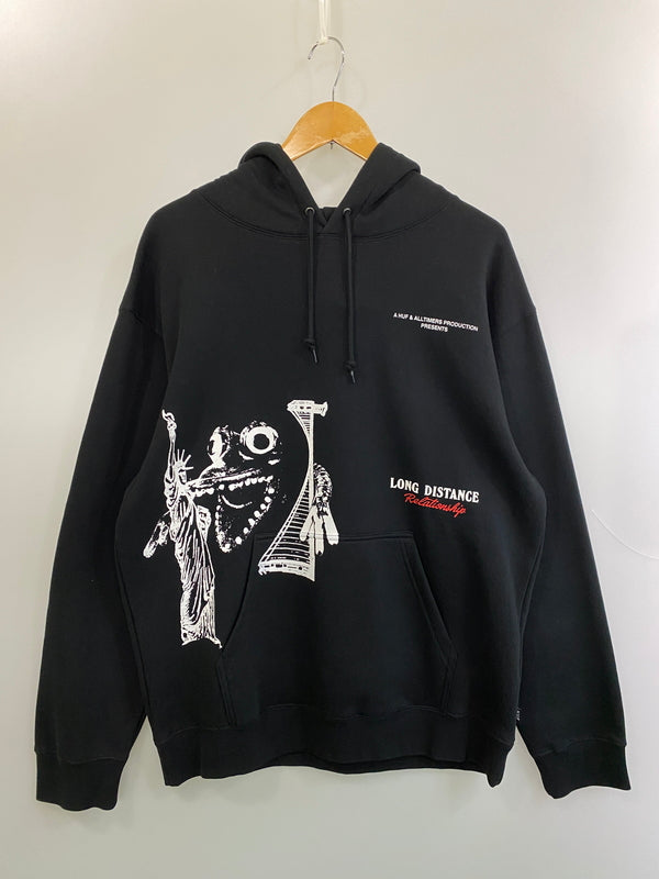 【中古品】【メンズ】 HUF ハフ COAST 2 COAST P O HOODIE コースト・トゥ・コースト プルオーバー フーディー メンズ トップス パーカ 142-260717-em-25-min サイズ：Ｌ カラー：ブラック 万代Net店