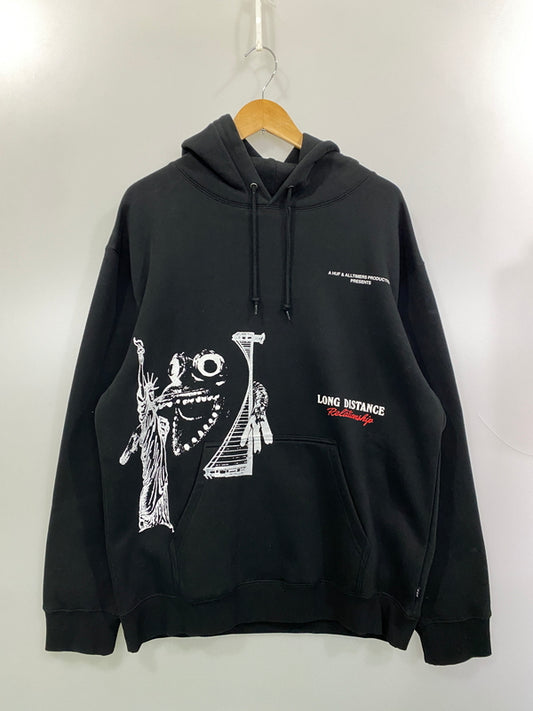 【中古品】【メンズ】 HUF ハフ COAST 2 COAST P O HOODIE コースト・トゥ・コースト プルオーバー フーディー メンズ トップス パーカ 142-260717-em-23-min サイズ：Ｌ カラー：ブラック 万代Net店