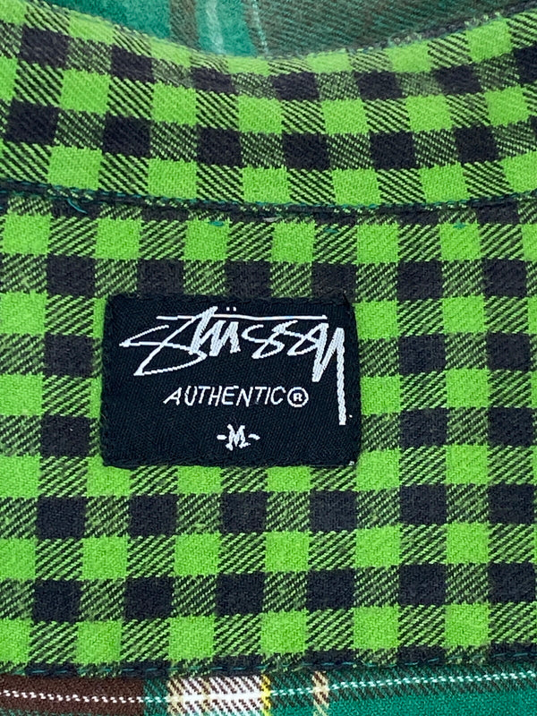 【中古品】【メンズ】 STUSSY ステューシー 00S CHECK L S SHIRT 00年代 チェック 長袖シャツ メンズ トップス ヴィンテージ 142-260612-em-19-min サイズ：M カラー：グリーン系 万代Net店