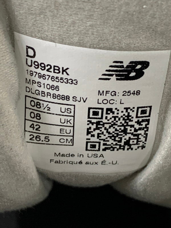 【中古品】【メンズ】 NEW BALANCE ニューバランス U992BK 2025 スニーカー メンズ シューズ 靴 162-260603-em-01-min サイズ：26.5cm カラー：ブラック 万代Net店