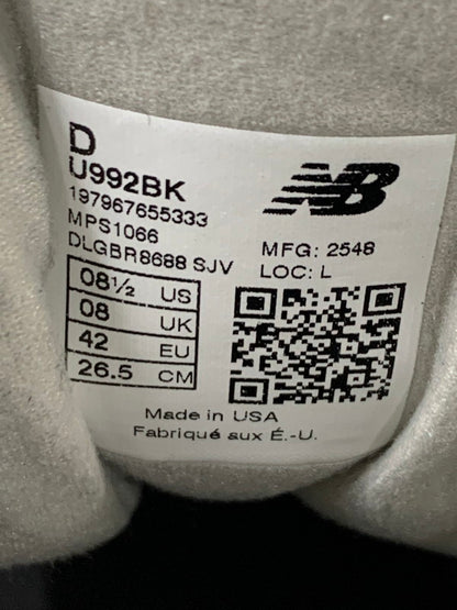 【中古品】【メンズ】 NEW BALANCE ニューバランス U992BK 2025 スニーカー メンズ シューズ 靴 162-260603-em-01-min サイズ：26.5cm カラー：ブラック 万代Net店
