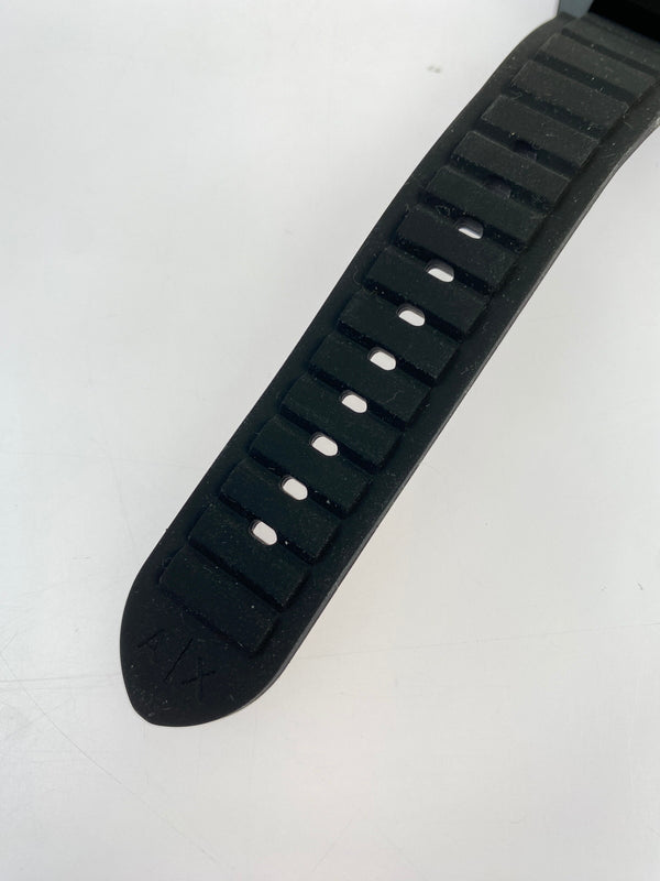 【中古品】【メンズ】 ARMANI EXCHANGE アルマーニエクスチェンジ クロノグラフウォッチ ブラックシリコン＆ラゲッジタグ AX7165SET 腕時計 メンズ ウォッチ 197-260603-em-20-min カラー：ブラック 万代Net店