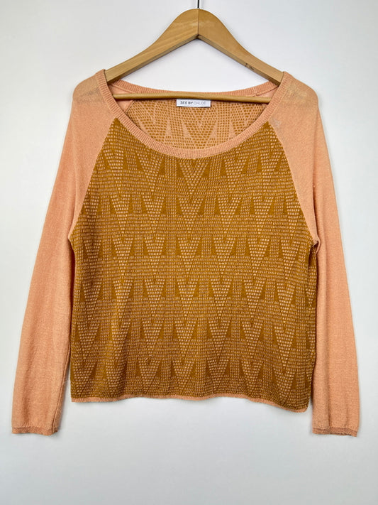 【中古品】【レディース】 SEE BY CHLOE シーバイクロエ RAGLAN KNIT TOPS ラグランスリーブ ニット トップス 178-260620-kk-26-hon サイズ：US 4 カラー：ブラウン 万代Net店