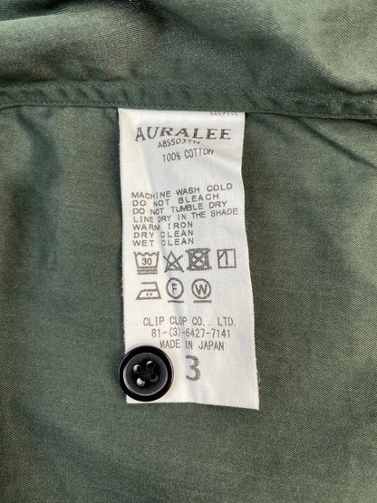 【中古品】【メンズ】 AURALEE オーラリー WASHED FINX TWILL HALF SLEEVED BIG SHIRTS A85503TN ウォッシュド フィンクス ツイル ハーフ スリーブド ビッグ シャツ 半袖シャツ メンズ 140-260612-em-15-min サイズ：3 カラー：オリーブグリーン 万代Net店