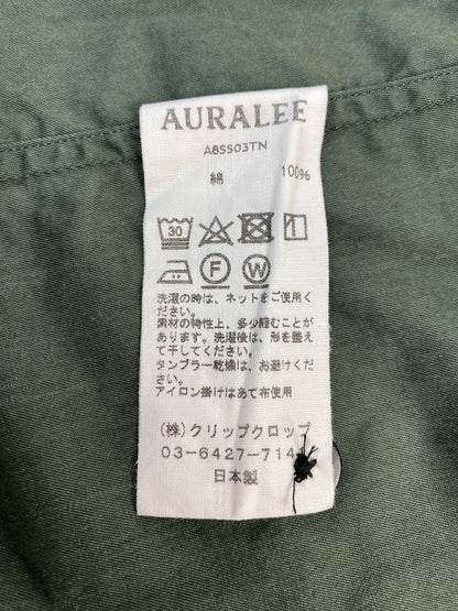 【中古品】【メンズ】 AURALEE オーラリー WASHED FINX TWILL HALF SLEEVED BIG SHIRTS A85503TN ウォッシュド フィンクス ツイル ハーフ スリーブド ビッグ シャツ 半袖シャツ メンズ 140-260612-em-15-min サイズ：3 カラー：オリーブグリーン 万代Net店