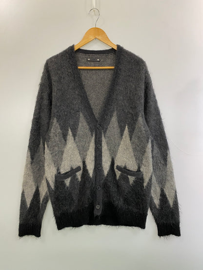 【中古品】【メンズ】 MINEDENIM マインデニム KID MOHAIR ARGYLE WASHED KNIT LONG CARDIGAN 2210-6002-97-022 モヘア アーガイル ニット ロングカーディガン トップス 142-260602-yn-15-min サイズ：2 カラー：グレー系 万代Net店