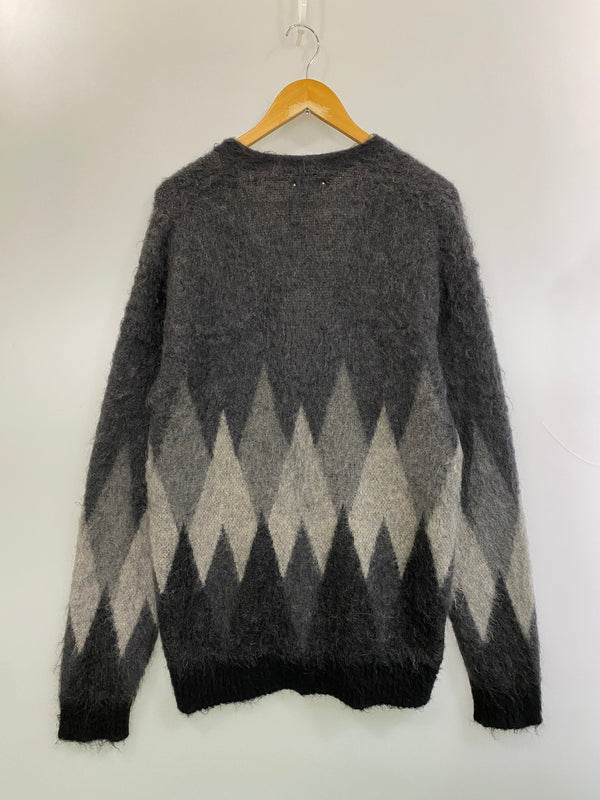 【中古品】【メンズ】 MINEDENIM マインデニム KID MOHAIR ARGYLE WASHED KNIT LONG CARDIGAN 2210-6002-97-022 モヘア アーガイル ニット ロングカーディガン トップス 142-260602-yn-15-min サイズ：2 カラー：グレー系 万代Net店