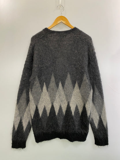 【中古品】【メンズ】 MINEDENIM マインデニム KID MOHAIR ARGYLE WASHED KNIT LONG CARDIGAN 2210-6002-97-022 モヘア アーガイル ニット ロングカーディガン トップス 142-260602-yn-15-min サイズ：2 カラー：グレー系 万代Net店
