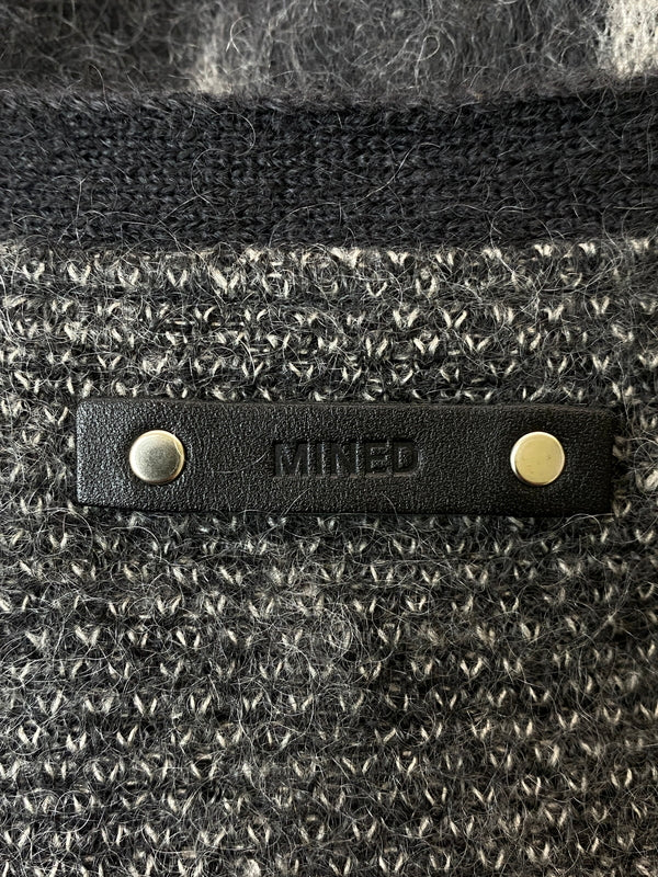 【中古品】【メンズ】 MINEDENIM マインデニム KID MOHAIR ARGYLE WASHED KNIT LONG CARDIGAN 2210-6002-97-022 モヘア アーガイル ニット ロングカーディガン トップス 142-260602-yn-15-min サイズ：2 カラー：グレー系 万代Net店