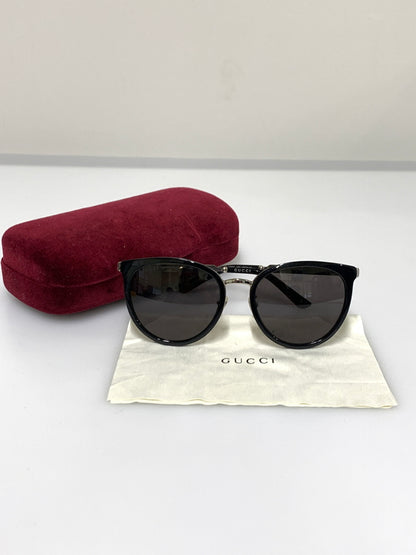 【中古品】【メンズ/レディース】 GUCCI グッチ GG0077SK BOSTON SUNGLASSES サングラス アイウェア 183-260607-AS-2-min サイズ：56□19-140 カラー：ブラック/シルバー 万代Net店