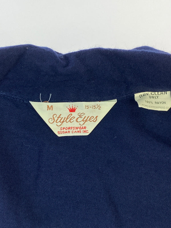 【中古品】【メンズ】 STYLE EYES スタイルアイズ レーヨン開襟シャツ 半袖シャツ ショートスリーブ 145-260604-AS-6-min サイズ：M カラー：ネイビー 万代Net店