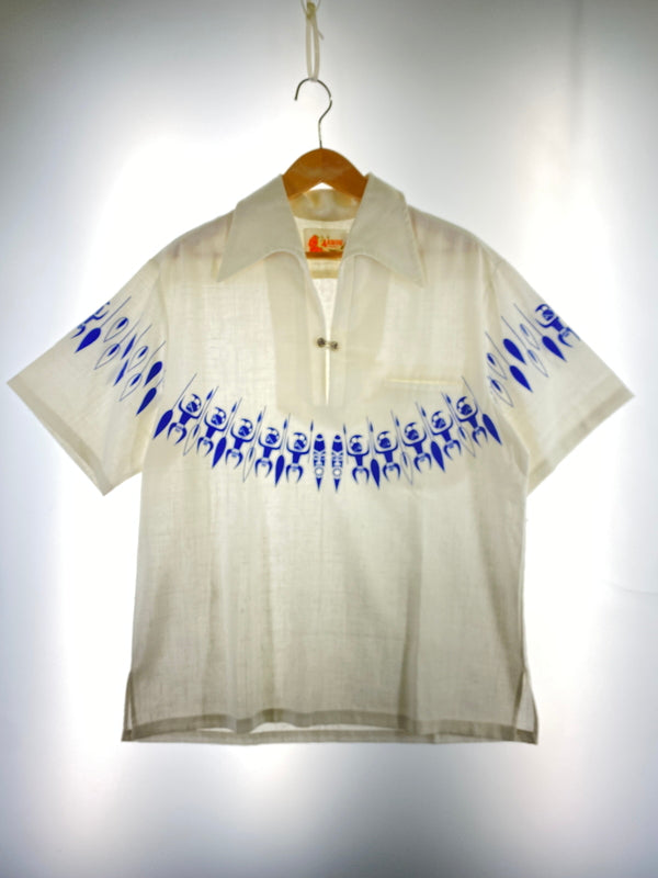 【中古品】【メンズ】 IOLANI イオ・ラニ 70'S スキッパーシャツ 半袖シャツ ヴィンテージ 146-260604-AS-12-min サイズ：L カラー：ホワイト 万代Net店