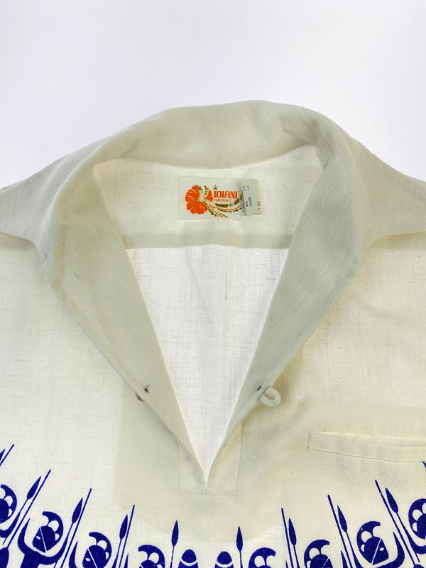 【中古品】【メンズ】 IOLANI イオ・ラニ 70'S スキッパーシャツ 半袖シャツ ヴィンテージ 146-260604-AS-12-min サイズ：L カラー：ホワイト 万代Net店