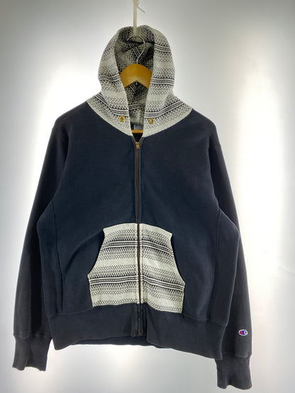 【中古品】【メンズ】 CHAMPION チャンピオン REVERSE WEAVE ZIP HOODIE リバース ウィーブ ジップ フーディー パーカー 148-260724-hu-44-min サイズ：L カラー：ブラック/ホワイト 万代Net店