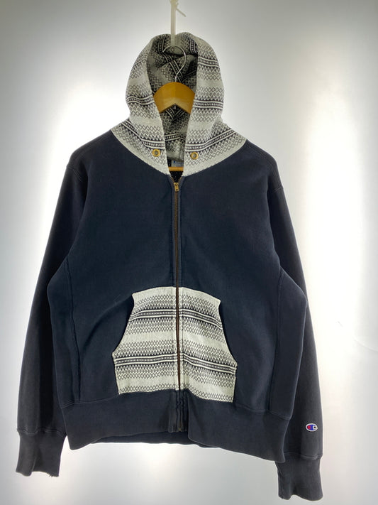 【中古品】【メンズ】 CHAMPION チャンピオン REVERSE WEAVE ZIP HOODIE リバース ウィーブ ジップ フーディー パーカー 148-260724-hu-44-min サイズ：L カラー：ブラック/ホワイト 万代Net店
