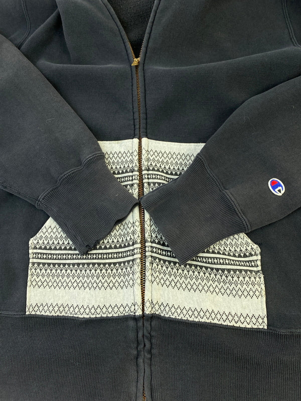【中古品】【メンズ】 CHAMPION チャンピオン REVERSE WEAVE ZIP HOODIE リバース ウィーブ ジップ フーディー パーカー 148-260724-hu-44-min サイズ：L カラー：ブラック/ホワイト 万代Net店