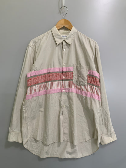 【中古品】【メンズ】 COMME DES GARCONS コムデギャルソン SHIRT 異素材切替シャツ 長袖シャツ ロングスリーブ 140-260604-AS-45-min サイズ：M カラー：ベージュ 万代Net店