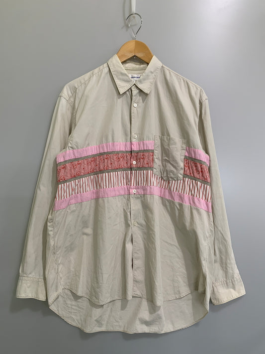 【中古品】【メンズ】 COMME DES GARCONS コムデギャルソン SHIRT 異素材切替シャツ 長袖シャツ ロングスリーブ 140-260604-AS-45-min サイズ：M カラー：ベージュ 万代Net店