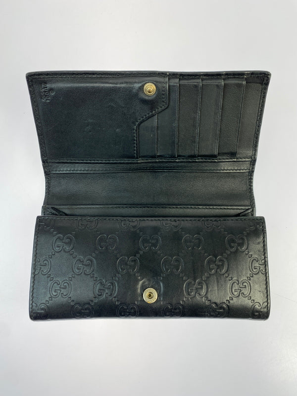 【中古品】【メンズ/レディース】 GUCCI グッチ 244946 グッチシマ ロングウォレット 長財布 181-260607-AS-20-min カラー：ブラック 万代Net店