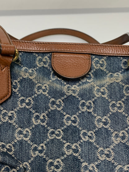 【中古品】【レディース】 GUCCI グッチ 631685 オフィディア GGデニム ミディアム トートバッグ カバン 180-260607-AS-1-min カラー：インディゴ/ブラウン 万代Net店