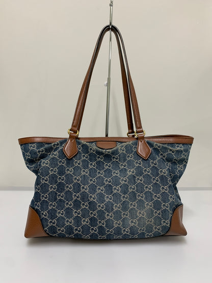 【中古品】【レディース】 GUCCI グッチ 631685 オフィディア GGデニム ミディアム トートバッグ カバン 180-260607-AS-1-min カラー：インディゴ/ブラウン 万代Net店
