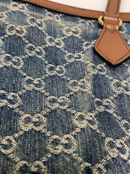 【中古品】【レディース】 GUCCI グッチ 631685 オフィディア GGデニム ミディアム トートバッグ カバン 180-260607-AS-1-min カラー：インディゴ/ブラウン 万代Net店
