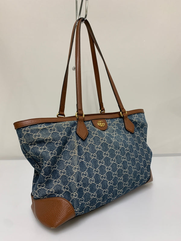 【中古品】【レディース】 GUCCI グッチ 631685 オフィディア GGデニム ミディアム トートバッグ カバン 180-260607-AS-1-min カラー：インディゴ/ブラウン 万代Net店
