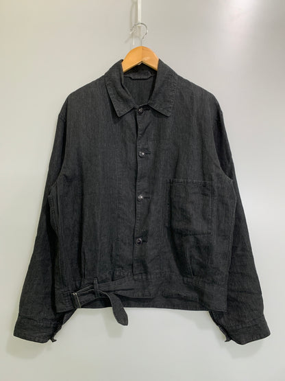 【中古品】【メンズ】 COMOLI コモリ JACKET P01-01010 リネン ベルテッドジャケット ライトアウター　 140-260605-yn-03-min サイズ：3 カラー：ブラック 万代Net店