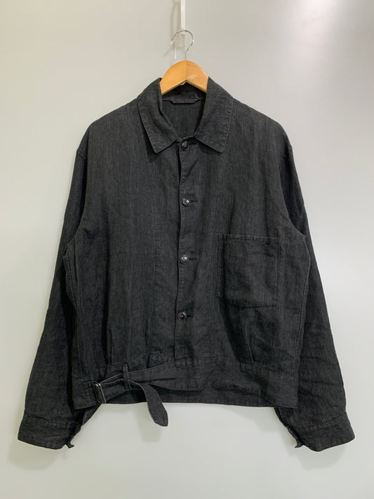 【中古品】【メンズ】 COMOLI コモリ JACKET P01-01010 リネン ベルテッドジャケット ライトアウター　 140-260605-yn-03-min サイズ：3 カラー：ブラック 万代Net店