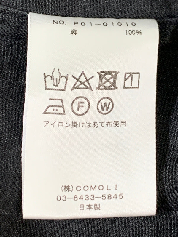 【中古品】【メンズ】 COMOLI コモリ JACKET P01-01010 リネン ベルテッドジャケット ライトアウター　 140-260605-yn-03-min サイズ：3 カラー：ブラック 万代Net店