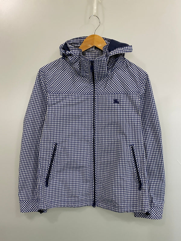 【中古品】【メンズ】 BURBERRY BLACK LABEL バーバリーブラックレーベル GINGHAM CHECK ZIP JACKET D1F10-710-26 ギンガムチェック ジップジャケット ナイロンジャケット 141-260608-kt-01-min サイズ：L カラー：ブルー/ホワイト 万代Net店