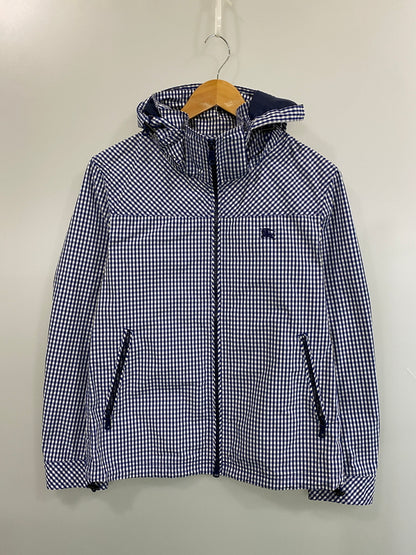 【中古品】【メンズ】 BURBERRY BLACK LABEL バーバリーブラックレーベル GINGHAM CHECK ZIP JACKET D1F10-710-26 ギンガムチェック ジップジャケット ナイロンジャケット 141-260608-kt-01-min サイズ：L カラー：ブルー/ホワイト 万代Net店