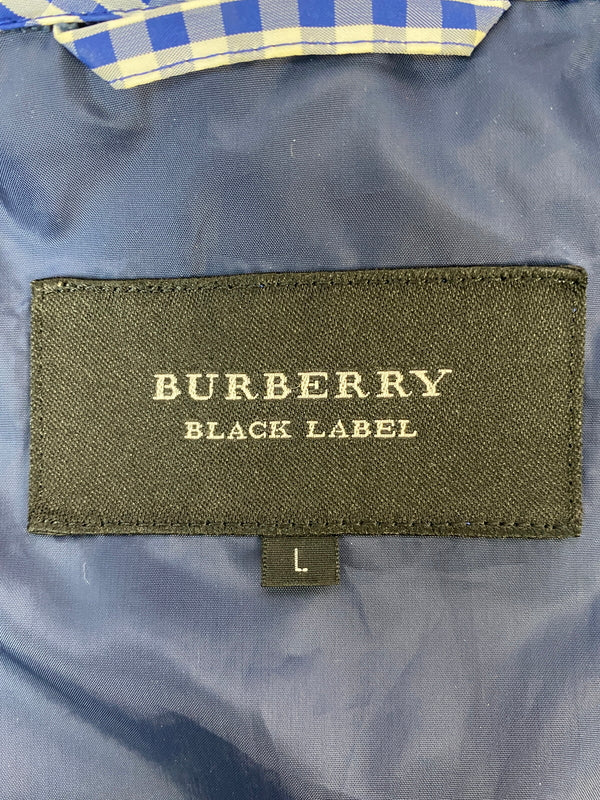 【中古品】【メンズ】 BURBERRY BLACK LABEL バーバリーブラックレーベル GINGHAM CHECK ZIP JACKET D1F10-710-26 ギンガムチェック ジップジャケット ナイロンジャケット 141-260608-kt-01-min サイズ：L カラー：ブルー/ホワイト 万代Net店